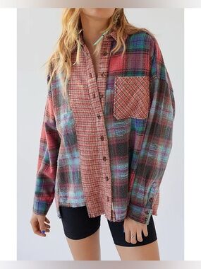 BDG Robbie Spliced Flannel Shirt